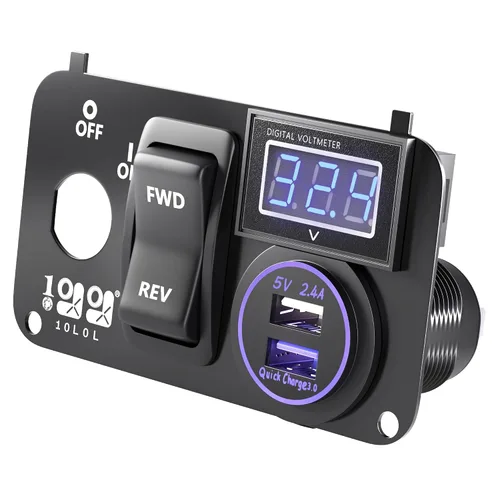 Vista 7 de 10L0L Carrito de Golf Panel Integrado Multifuncional 3 en 1, 12V Carga Rápida Dual USB 3.0 Enchufe Cargador & Voltímetro Digital LED & Botón