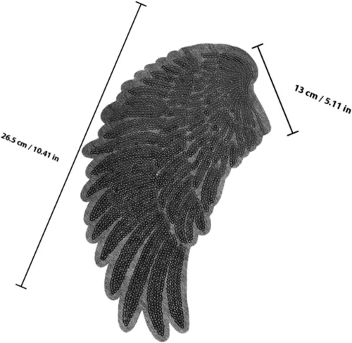 Vista 2 de Totority 2pcs Black Angel Wings Sequin Embroidered Patches DIY Garment Sewing Applique for Jackets Clothing Decor Accessories