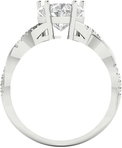 Vista 4 de Clara Pucci Anillo de compromiso nupcial de 2.19 quilates con diseño de zafiro blanco creado con halo solitario de corte de corazón en oro blanco