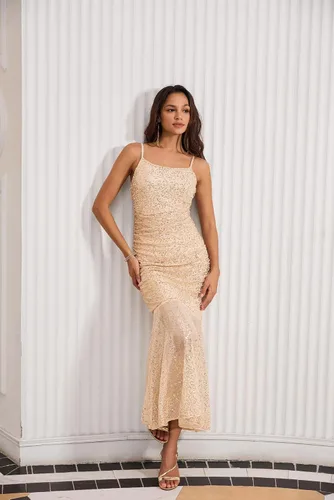 Vista 3 de GRACE KARIN Vestido formal de lentejuelas para mujer 2023, elegante vestido de sirena bodycon maxi vestido de fiesta de noche, vestidos de graduación