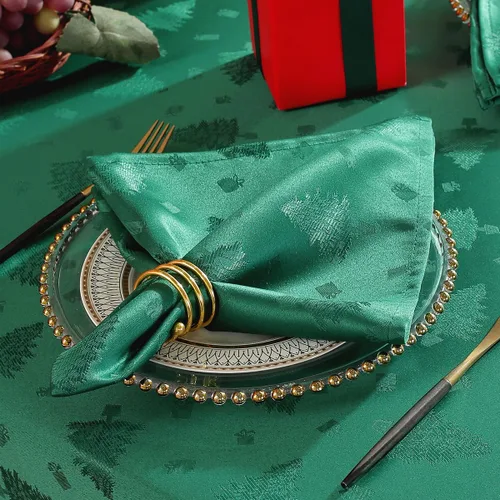 Vista 10 de SASTYBALE Mantel de Navidad rectangular, mantel de jacquard a prueba de derrames y resistente a las arrugas, con patrones de árbol de Navidad