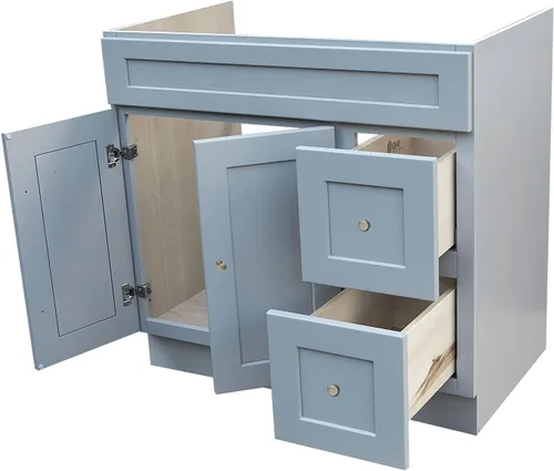 Vista 3 de Gabinete con base de tocador estilo coctelera gris de 36