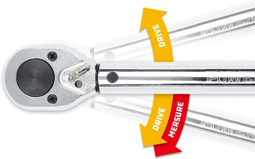 Vista 5 de Powerbuilt Llave dinamométrica con micrómetro, transmisión de 1/2 pulgada, trinquete reversible con clics, con bloqueo, rango de 30 a 150 pies-libra
