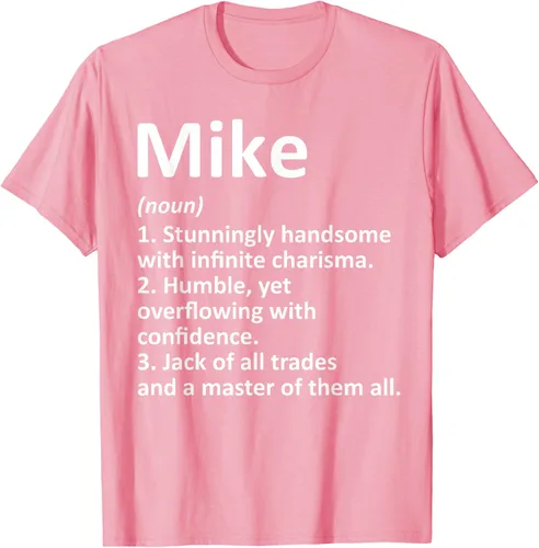 Vista 74 de MIKE Definition - Camiseta divertida para regalo de cumpleaños con nombre personalizado, Negro, S
