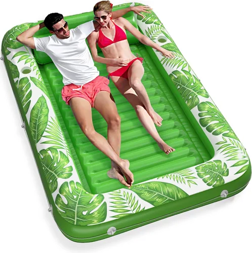 Vista 14 de Jasonwell - Flotador inflable para piscina, 4 en 1, almohadilla para tomar sol para adultos, relajarse en la piscina, flotador lleno de juguetes
