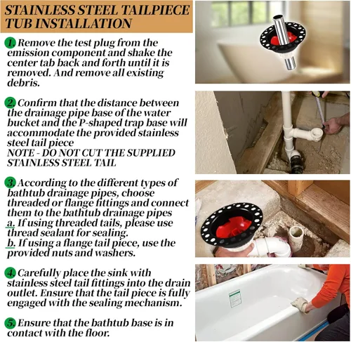 Vista 7 de ITD35 Kit de drenaje de bañera independiente compatible con bañeras independientes y bañeras estándar. Se adapta a todos los tipos de desagües