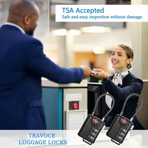 Vista 4 de 2 cerraduras TSA para equipaje, cerradura de combinación pequeña, cerraduras de equipaje aprobadas por la TSA, para cerradura de casillero, maleta