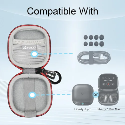 Vista 3 de RLSOCO - Funda rígida de transporte para Soundcore Liberty 5 Pro, Liberty 5 Pro, Liberty 5 Pro Max, con cancelación de ruido, auriculares Negro