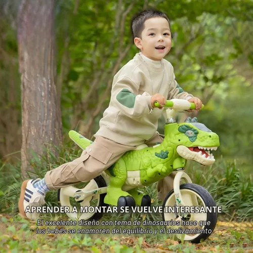Vista 2 de Juguetes de bicicleta de equilibrio para niños pequeños con temática de dinosaurios para niñas y niños de 3, 4, 5, 6, 7 años - Efectos de música e