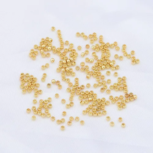 Vista 4 de BEADIA - Cuentas espaciadoras redondas bañadas en oro de 14 quilates, 2 mm, 600 piezas para hacer joyas sin decoloración