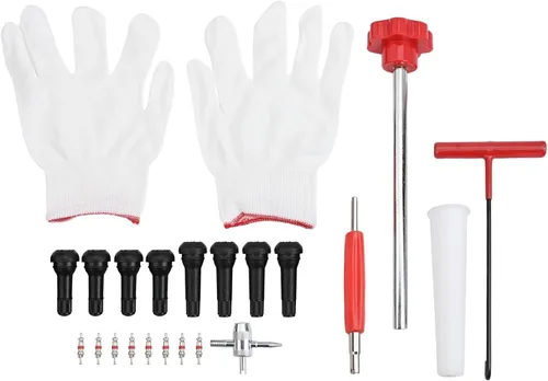 Vista 8 de 22-Piece Quick Change Tire Valve Tool Kit, 15-Second Stem Replacement For Cars, Trucks, ATVs, Motorcycles With TR413/414 Cores(black)