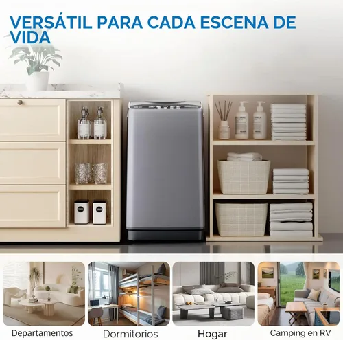 Vista 6 de OLIXIS Lavadora portátil, lavadora compacta completamente automática de 7.7 libras, tambor de acero inoxidable, 10 ciclos de lavado, detección