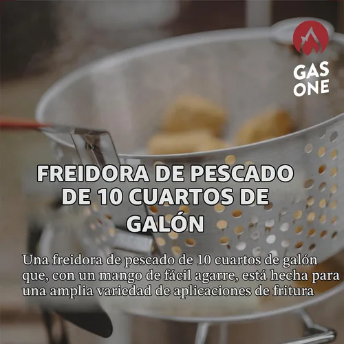 Vista 2 de Gas One Olla de Cocina de Aluminio Freidora Profunda con Cesta – Olla de Freír de Aluminio de 10QT con Asa de Agarre Fácil – Freidora Duradera