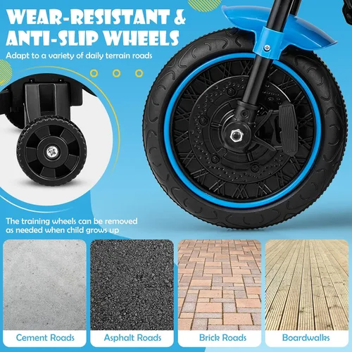 Vista 8 de Honey Joy Motocicleta de Montar, Motocicleta para Niños de 6 V con Luz LED, Música, Pedal de Pie, Adelante/Atrás, Arranque Suave, Motocicleta