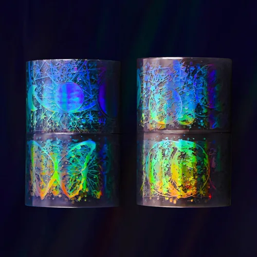 Vista 9 de 4 rollos de cinta holográfica vintage holográfica de mariposa astronomía PET adhesivos de resina impermeables transparentes brillantes