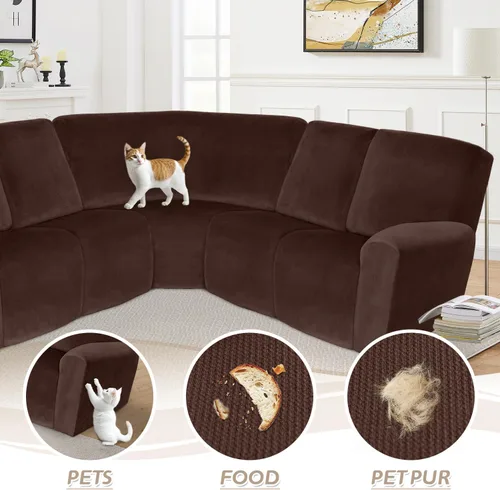 Vista 333 de Arfntevss Fundas de sofá seccional reclinable de terciopelo, Funda de sofá seccional de esquina para sofá reclinable, Funda elástica suave