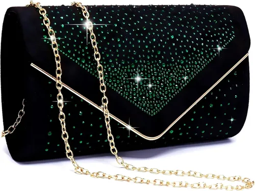 Vista 13 de Dasein Bolso de noche con diamantes de imitación para mujer, clutch de ante sintético, bolsos brillantes para fiestas formales, cóctel, boda, cartera
