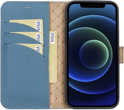 Vista 5 de BOULETTA Funda para iPhone 13 Pro de piel, magnética, desmontable, bloqueo RFID, compatible con Magsafe con 3 ranuras para tarjetas y soporte de 6.1