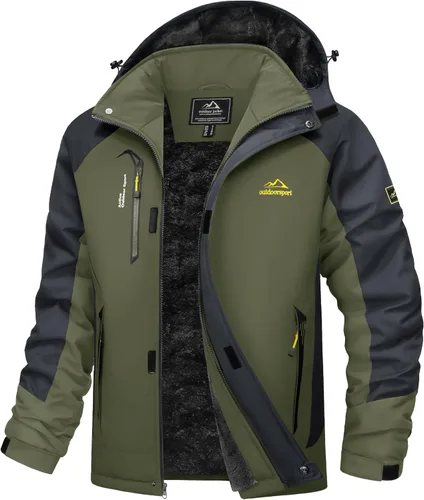Vista 12 de MAGCOMSEN Chaqueta de esquí de invierno para hombre, chaquetas resistentes al agua y nieve, abrigos de forro polar cálido, para snowboard, trabajo