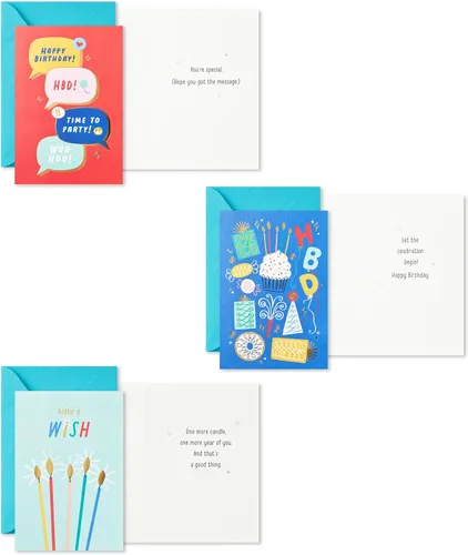 Vista 5 de Hallmark - Juego de tarjetas de cumpleaños, 36 tarjetas con sobres (deseos de cumpleaños brillantes)