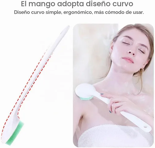 Vista 2 de Exfoliante corporal de silicona, cepillo de baño trasero mango largo
