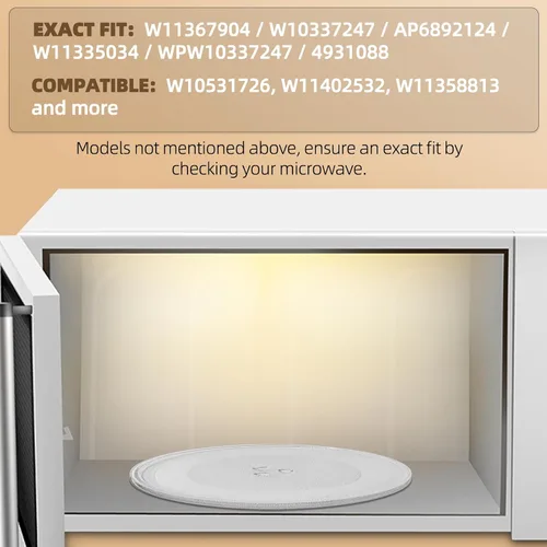 Vista 3 de Reemplazo de platos giratorios de microondas de 10 pulgadas, placa de vidrio para microondas compatible con Whirlpool, la pieza de repuesto exacta