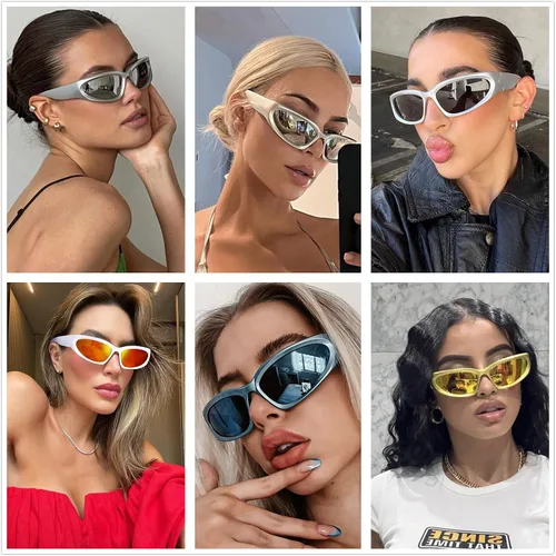 Vista 2 de LASPOR Gafas de sol deportivas envolventes para mujeres y hombres, lentes deportivos Y2K