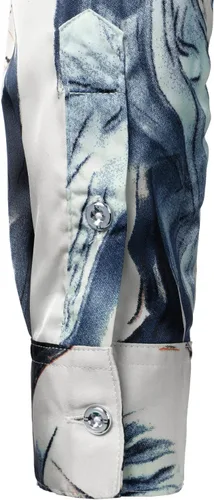 Vista 6 de ZEROYAA Camisas de vestir de satén de manga larga con botones para hombre