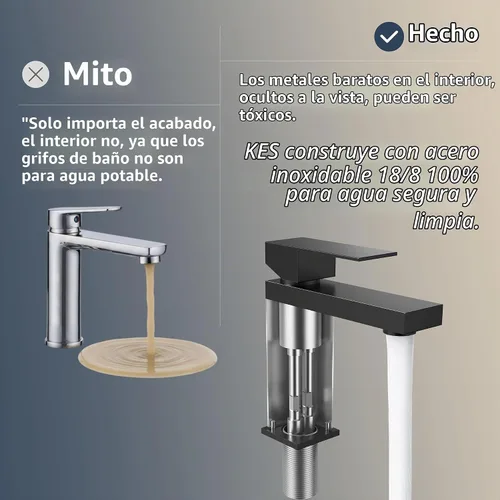 Vista 5 de KES Grifo de Baño Negro de un Solo Agujero, Grifo de Lavabo de Acero Inoxidable con Una Manija, Mate Negro Certificado cUPC, L3156ALFF12-BK