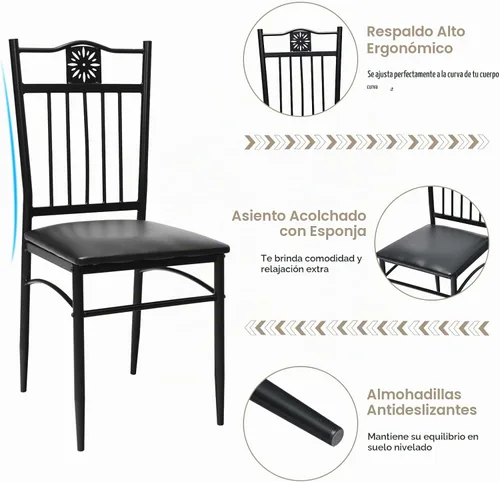 Vista 4 de COSTWAY Juego de mesa de comedor de 5 piezas, juego de mesa de cocina moderno para 4 personas, mesa rectangular de 42 pulgadas con 4 sillas Negro