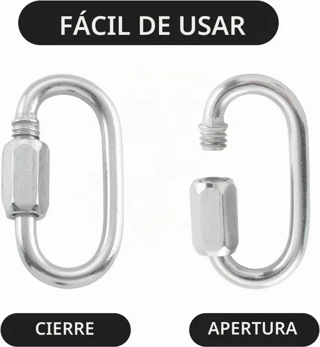 Vista 6 de HOME MASTER HARDWARE Enlace rápido en forma de D de acero inoxidable 304, paquete de 8 unidades de 1/4 pulgadas, conector de cadena con mosquetón