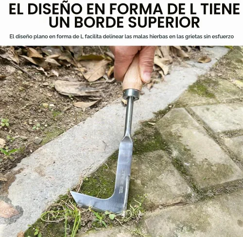 Vista 3 de Mango de madera de acero inoxidable para cortar y deshierbar el césped