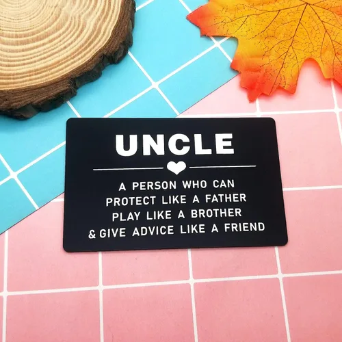 Vista 6 de Regalo para el día del padre para el tío grabado, tarjeta de regalo de sobrina sobrino para tío tarjeta de inserción de billetera de metal, tarjeta