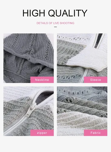 Vista 4 de Acelitt - Suéter con capucha para mujer, diseño informal de manga larga, con cierre, tallas S a XXL
