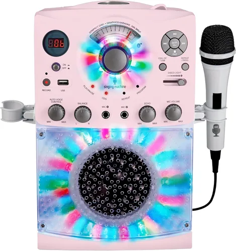 Vista 7 de Sistema de karaoke con Bluetooth parte superior para carga de CDG, espectáculo de discoteca sonido y luces (negro) SML385BTBK Singing Machine, Negro