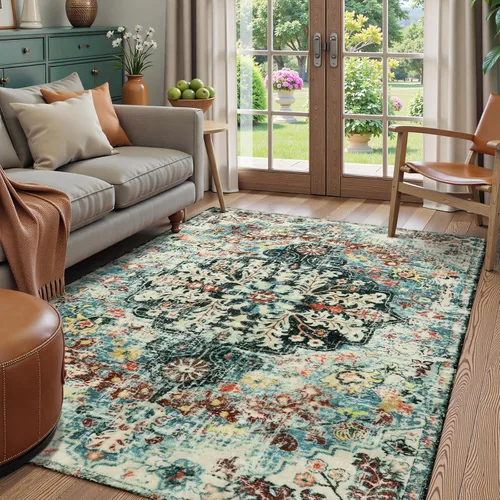 Vista 54 de Lahome Alfombra Floral Bohemio Medaillon - 2x3 Pequeña Alfombra de Baño Rosa Caliente, Alfombra de Cocina, Lavable a Máquina, Antideslizante, Suave