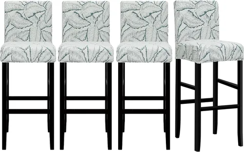 Vista 17 de Lellen Juego de 2 fundas para taburetes de bar, fundas jacquard para taburetes de bar, fundas deslizables elásticas para taburetes de bar