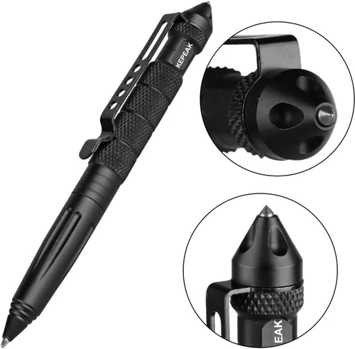 Vista 3 de KEPEAK Bolígrafo táctico militar, bolígrafo profesional de autodefensa, bolígrafo rompedor de vidrio de emergencia, acero de tungsteno, herramienta