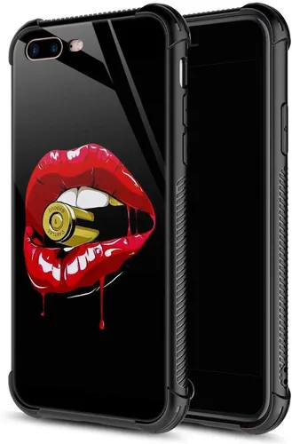 Vista 25 de ZHEGAILIAN Funda compatible con iPhone 7P/8P, AK 47, carcasa de munición para ametralladora AK 47, parte trasera de vidrio templado + funda