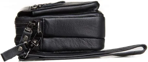 Vista 7 de Hebetag Cartera de cuero para hombre, organizador y bolso de muñeca #06Café