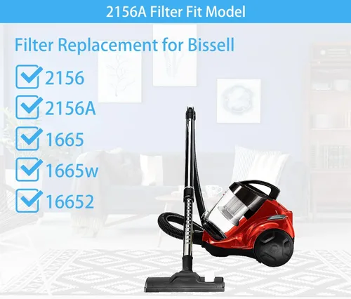 Vista 2 de Katerelis Paquete de 2 filtros de repuesto 2156A compatibles con BISSELL Zing ligero, 2156, 2156A, 2156E, 1665, 16652, 1665W sin bolsa, para filtro