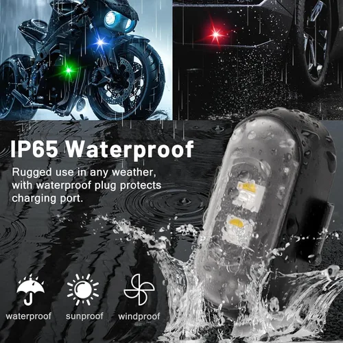 Vista 5 de XINGWU - 4 luces estroboscópicas LED inalámbricas con control remoto, 8 colores, carga USB, impermeables, luces de emergencia, luz para roca