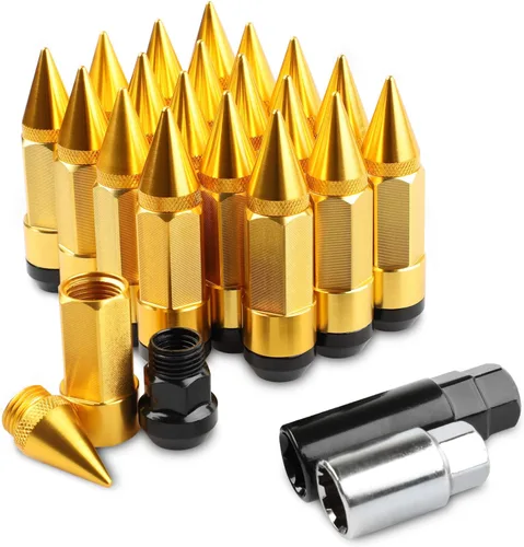 Vista 13 de 20 Piezas Picos Antirrobo Extendidos Sintonizador Rueda/Llantas Tuerca de Orejeta M12X1.5+Llave (Negro)