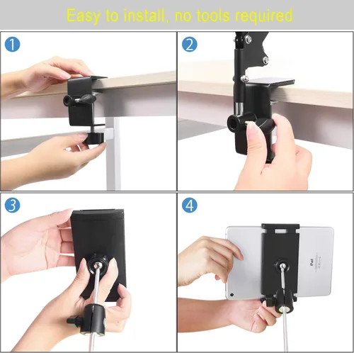 Vista 7 de SAMHOUSING Soporte para tableta para cama, soporte de montaje para cama giratorio de 360 grados con brazo de aluminio para iPad, iPhoneXS, N-Switch