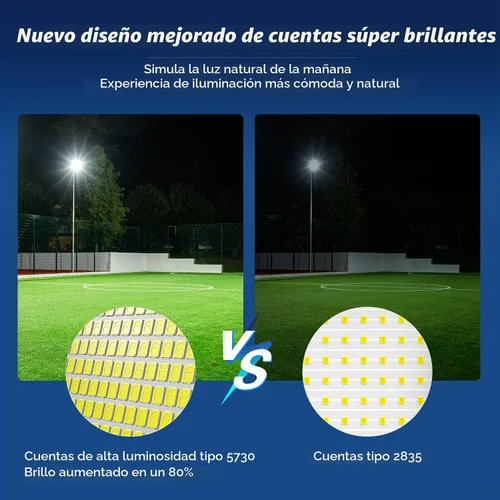 Vista 3 de Luces solares de calle de 8000 W para exteriores, gran angular, luces solares al aire libre del atardecer al amanecer, luz de estacionamiento