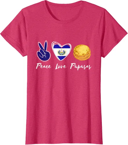 Vista 12 de Pupusas Lover Love Peace El Salvadaor Camiseta Comida Salvadoreña
