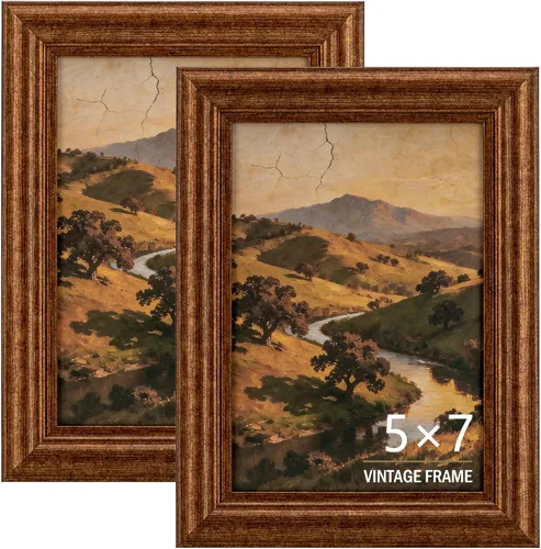 Vista 10 de 8x10 Picture Frame Set Vintage Gold Retro Plastic Farmhouse Style 2 Pack