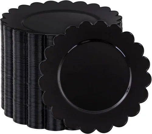 Vista 16 de SUT 72 platos de plástico negro PSC, platos desechables resistentes, platos llanos desechables negros, plato llano de plástico de 10.25 pulgadas