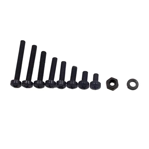 Vista 7 de Metric M2.5 Nylon Phillips Tornillos de cabeza plana tuercas arandelas planas Kit surtido (negro)