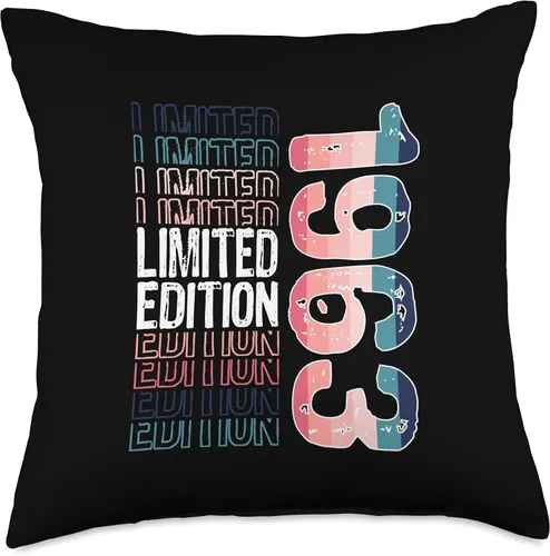 Vista 4 de Limited Edition Vintage 1963 Retro Birthday Throw Pillow